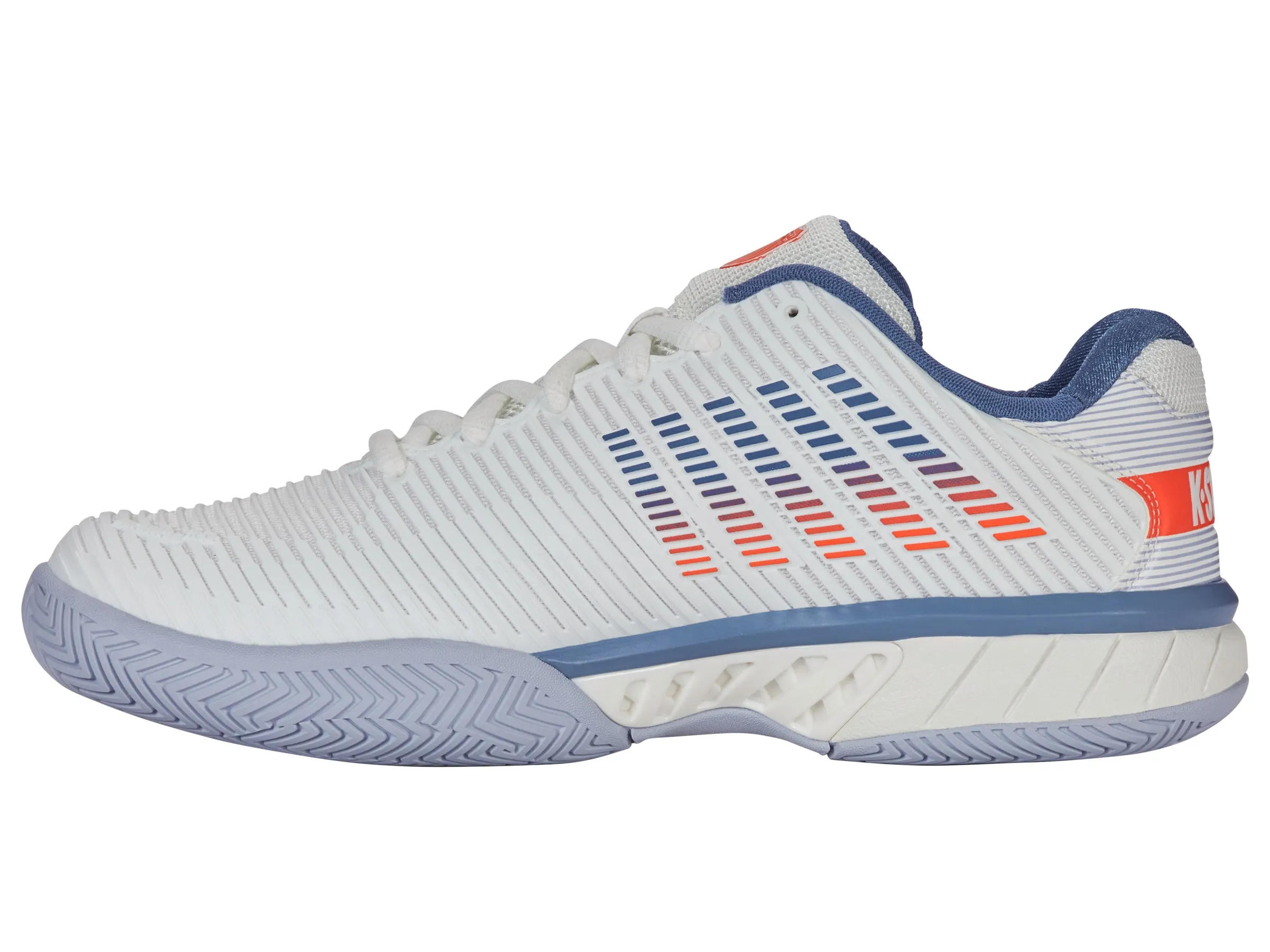 06613-139-M | HYPERCOURT EXPRESS 2 | LUCENT WHITE/INFINITY/SCARLET IBIS Rain Guard Durable Stitching