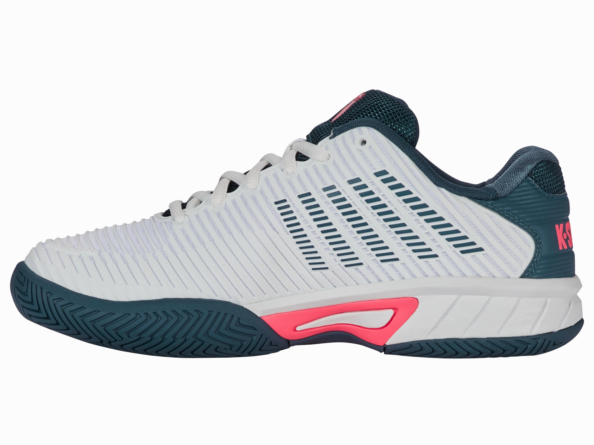 86613-129-M | HYPERCOURT EXPRESS 2 | WHITE/STARGAZER/NEON BLAZE Natural Fiber Lining Wear Resistant Outsole