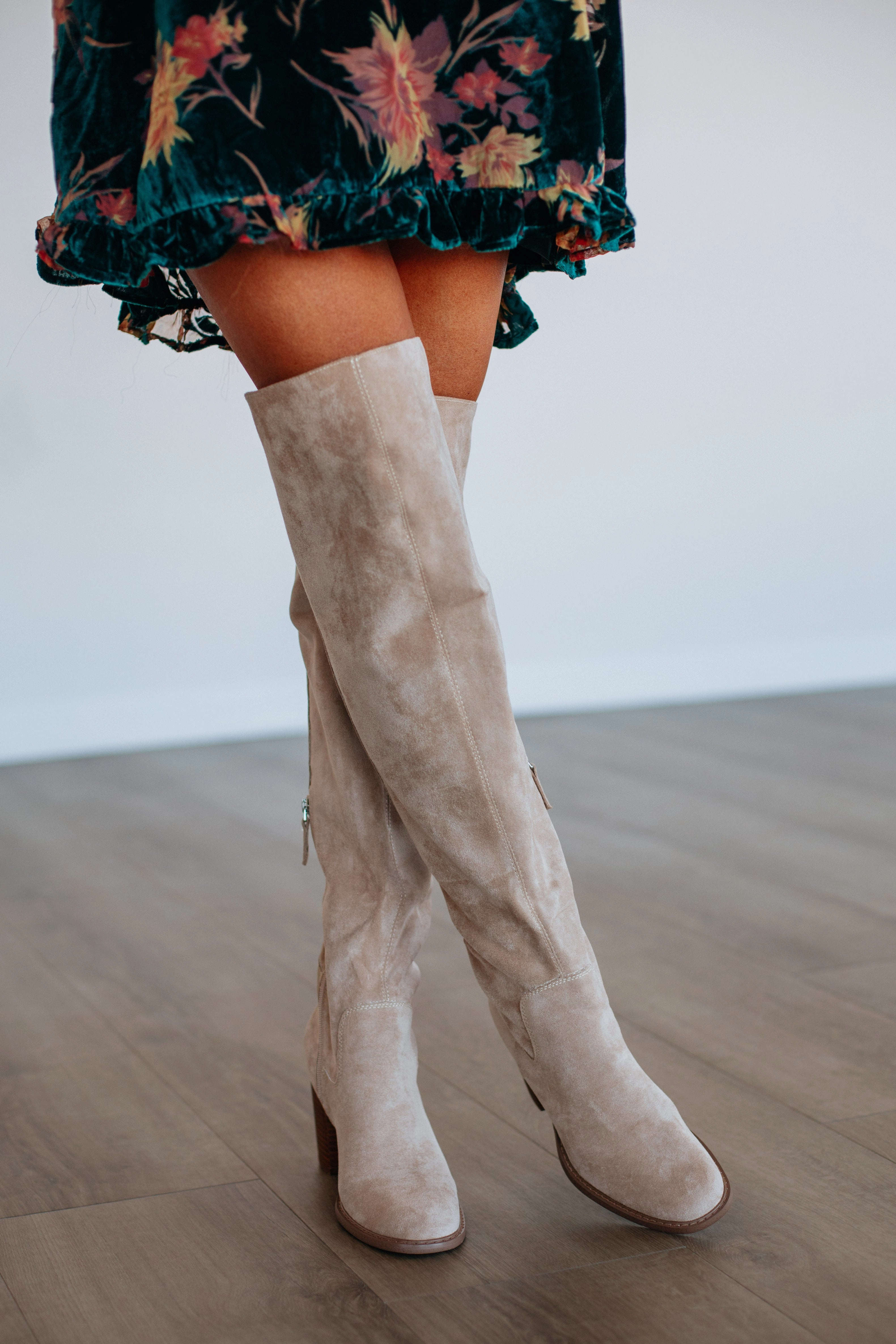 Addressing The Rumors Boots - Beige Leather Touch