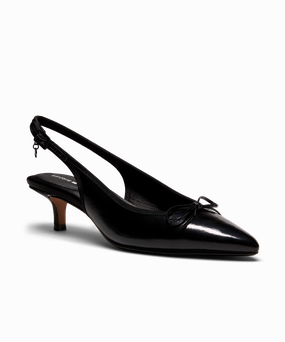 Road grip Wide Base Stabilization The Goldfinch Kitten Heel - Black Patent Leather