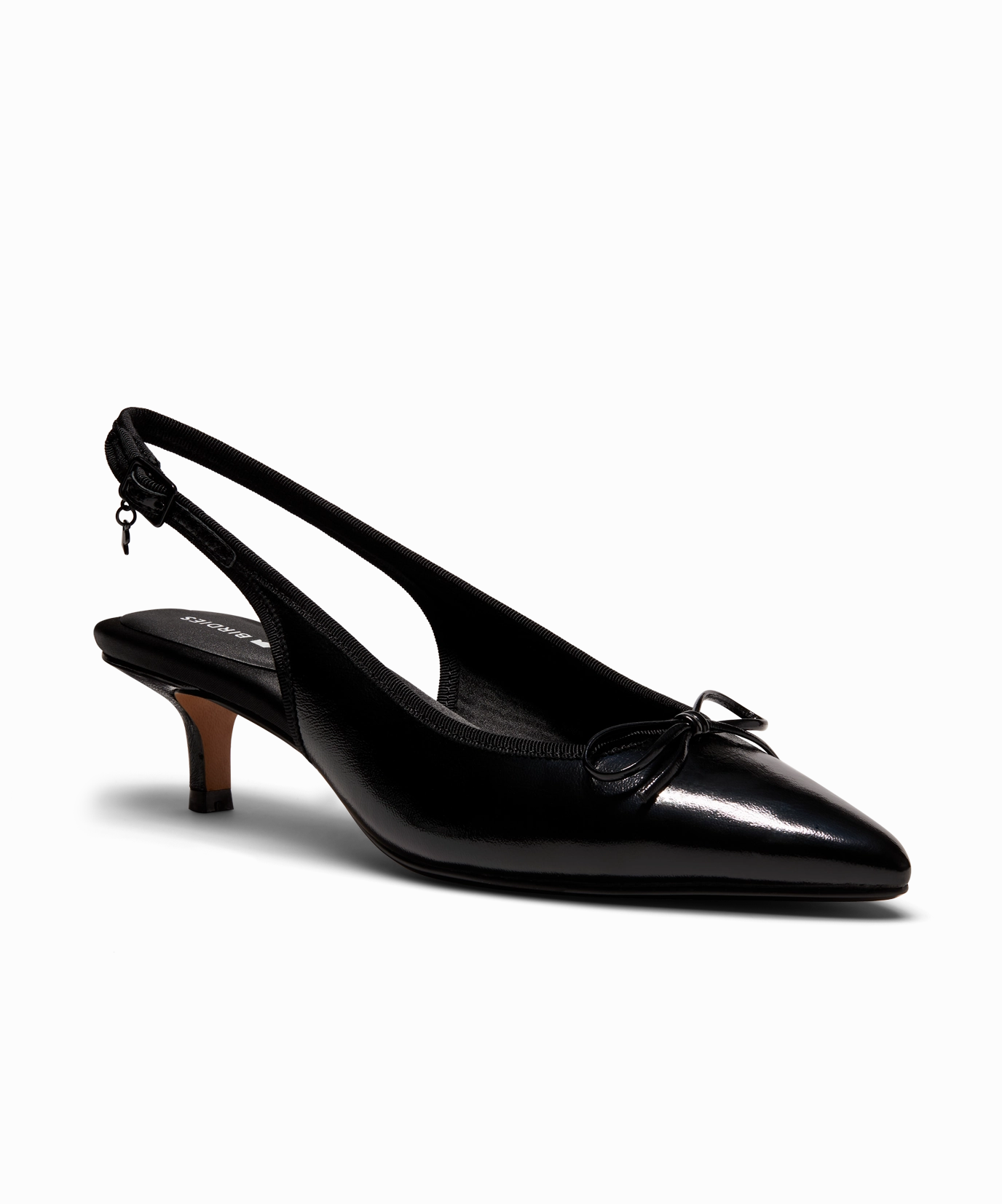 Road grip Wide Base Stabilization The Goldfinch Kitten Heel - Black Patent Leather
