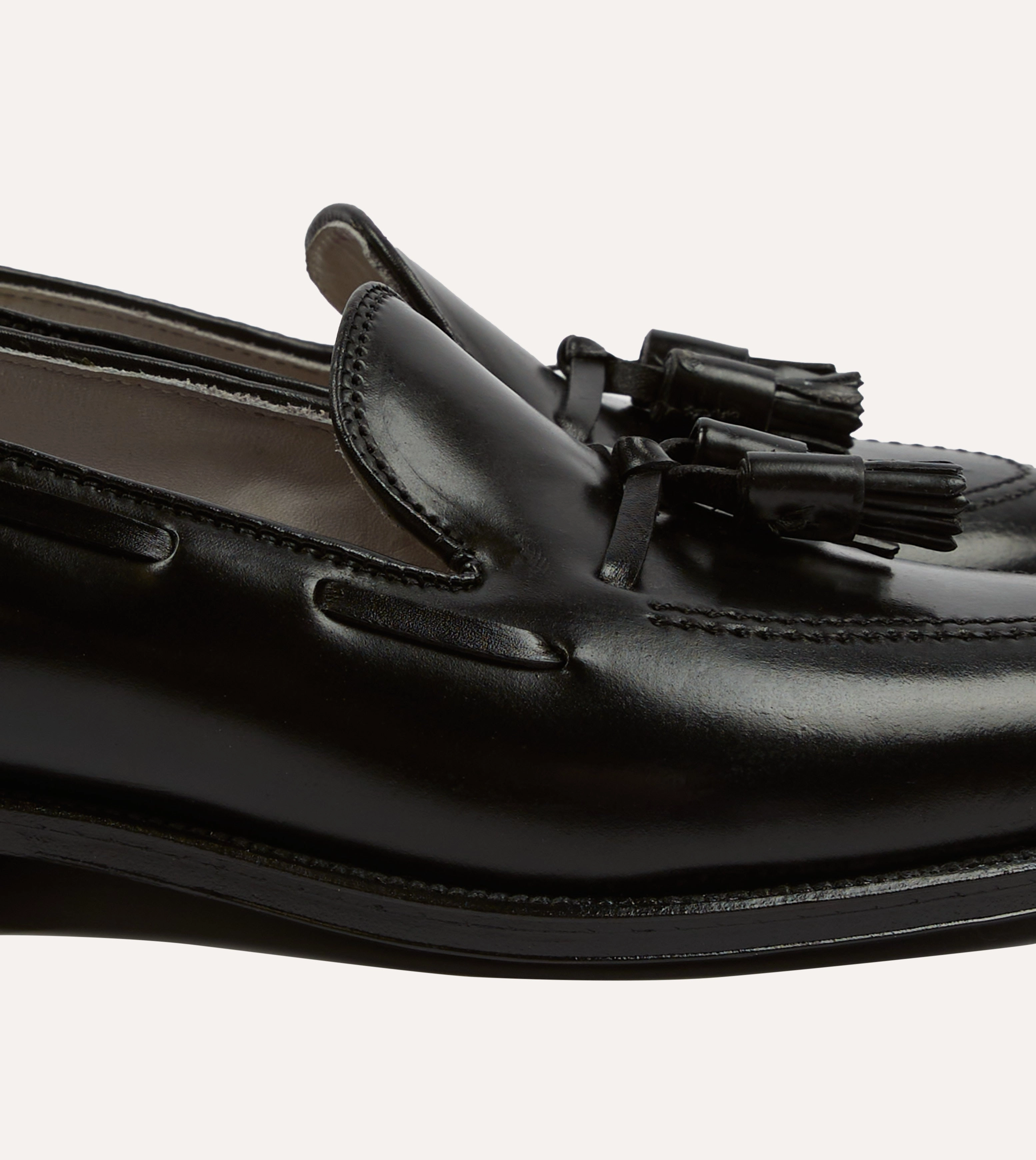 Modern Line Bride Side Alden Black Cordovan Tassel Loafer
