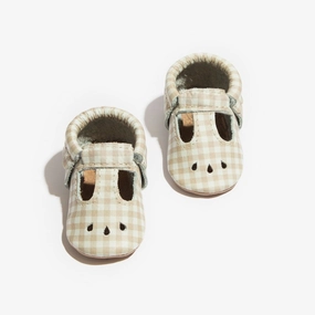 Adjustable Straps Water resistant coating Almond Gingham Mary Jane Baby Shoe