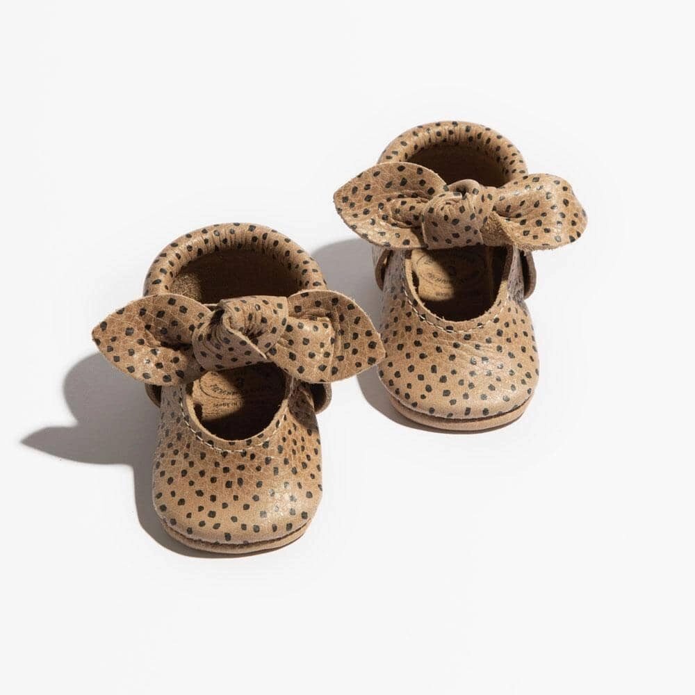 Almond Speckles Knotted Bow Baby Shoe Roomy Toe Box Summer kids' fashion