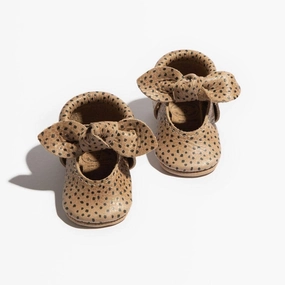 Rubber Toe Guard Almond Speckles Knotted Bow Baby Shoe