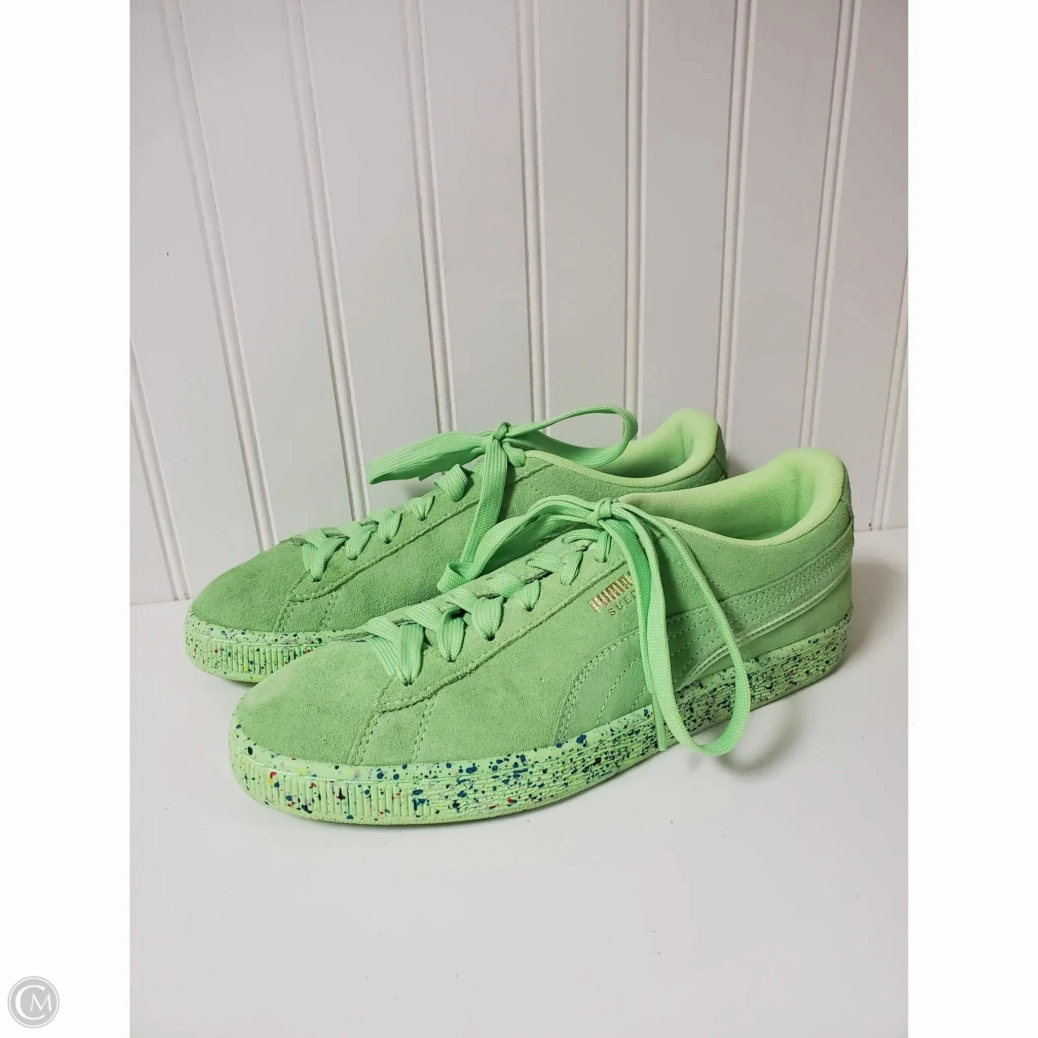 Shoes Sneakers By Puma In Green, Size: 8 Adaptive Flex Grooves Contoured Footbed Geometry