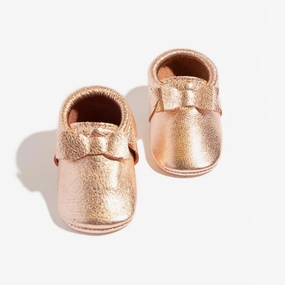 Odor Resistant Technology Soft Sole Rose Gold Bow Baby Shoe