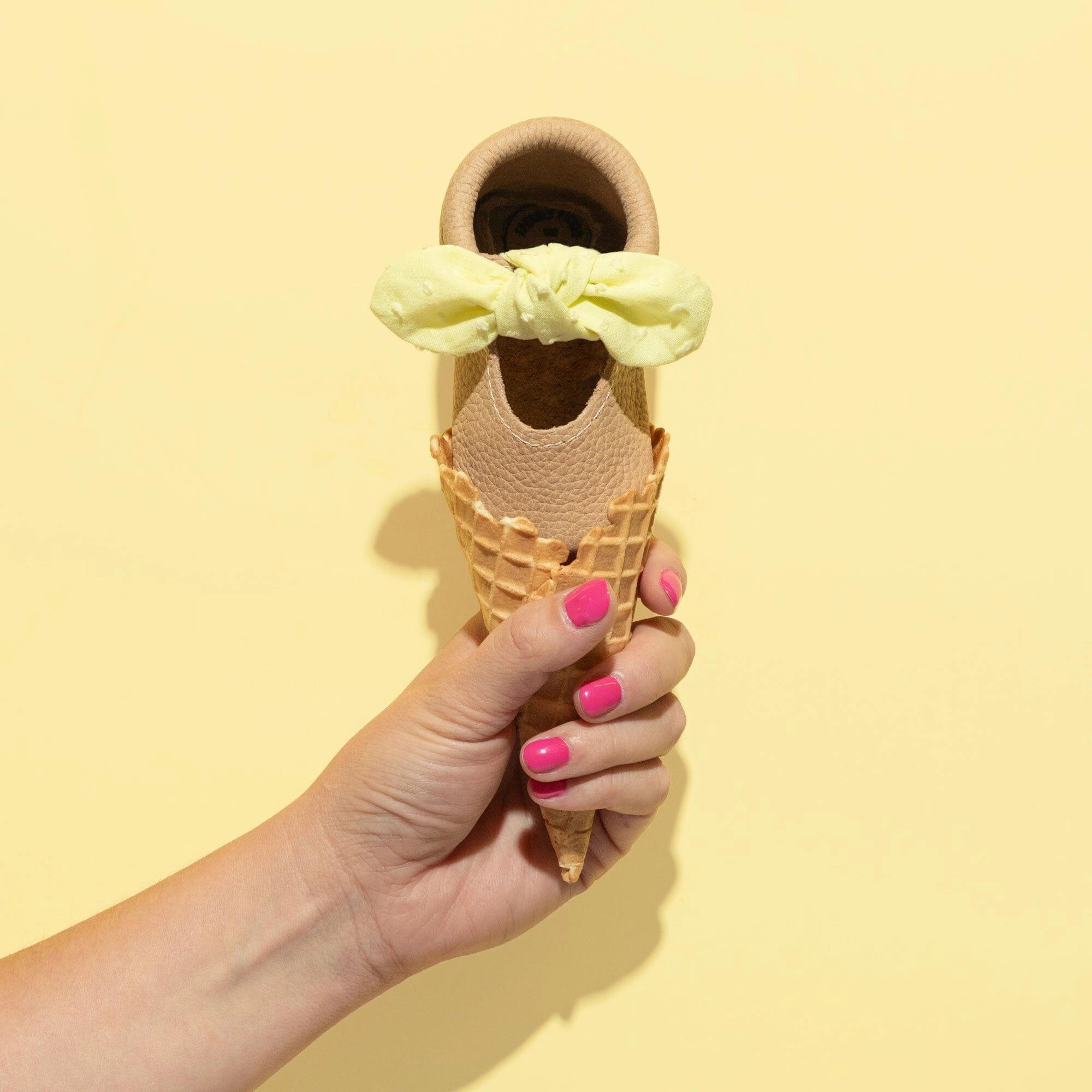 Banana Cream Knotted Bow Baby Shoe Synthetic kids' shoes Boys' specific shoes