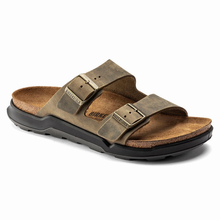 Birkenstock Men's Arizona Crosstown - Faded Khaki Open Toe Easy Comfort Sandals