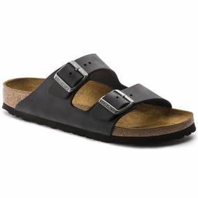 Seamless Fit Work Commute Dry Base Birkenstock Unisex Arizona Oiled Leather Sandal - Black