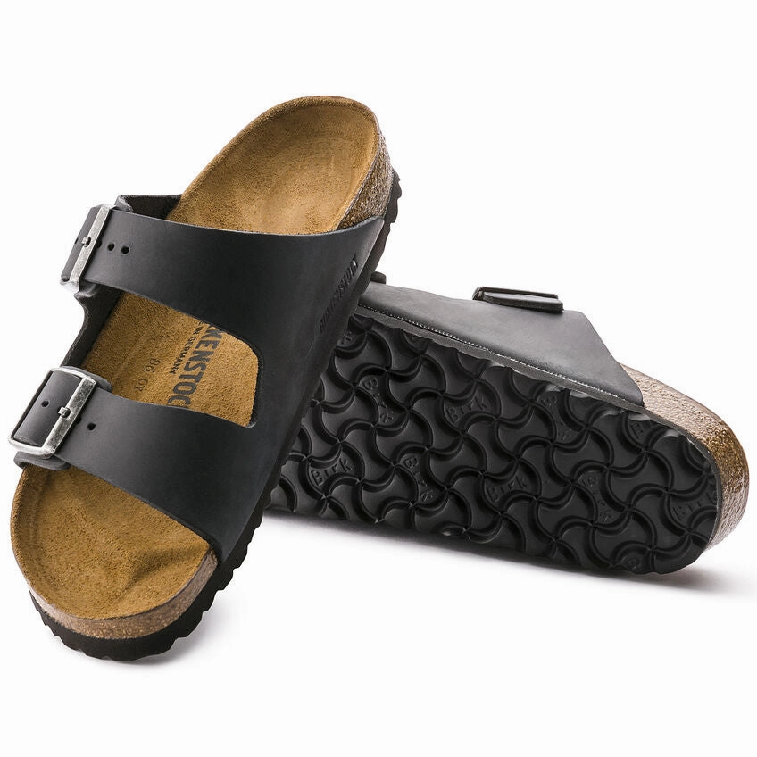 Power Flow Star Walk Birkenstock Unisex Arizona Oiled Leather Sandal - Black
