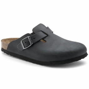 Foot Health Shoes Relax Fit Shoes Birkenstock Unisex Boston Oiled Leather Clog - Black