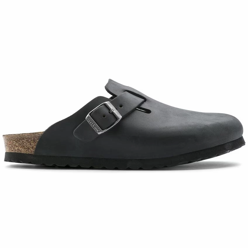 Canvas Material Birkenstock Unisex Boston Oiled Leather Clog - Black