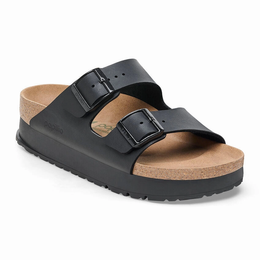 Birkenstock Women's Arizona Flex Platform  - Black Chic Style Slides