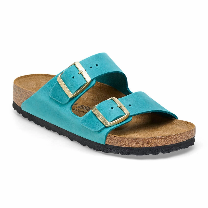 Birkenstock Women's Arizona Sandal - Biscay Bay Oiled Leather Classic Adventure Shoes