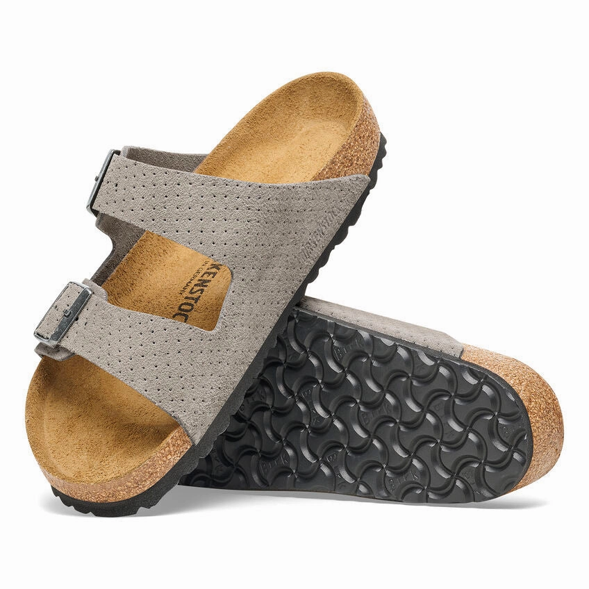 Birkenstock Women's Arizona Suede Embossed - Dotted Stone Coin Versatile Lifestyle Slides Step Comfort Slides