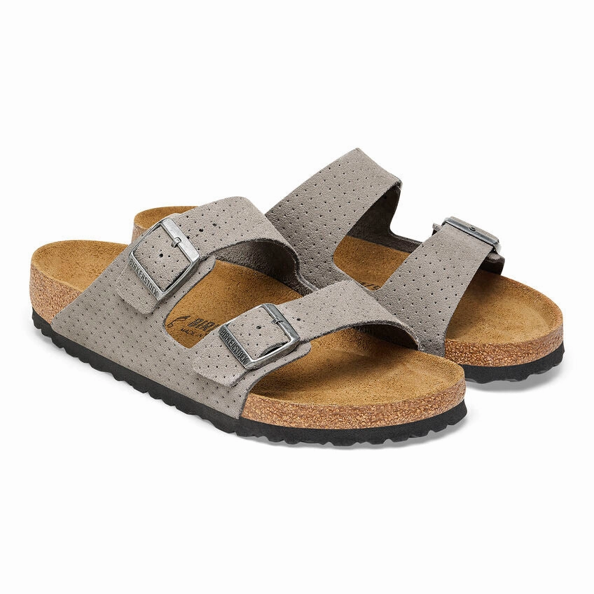 Eco Friendly Footwear Urban Style Sandals Birkenstock Women's Arizona Suede Embossed - Dotted Stone Coin