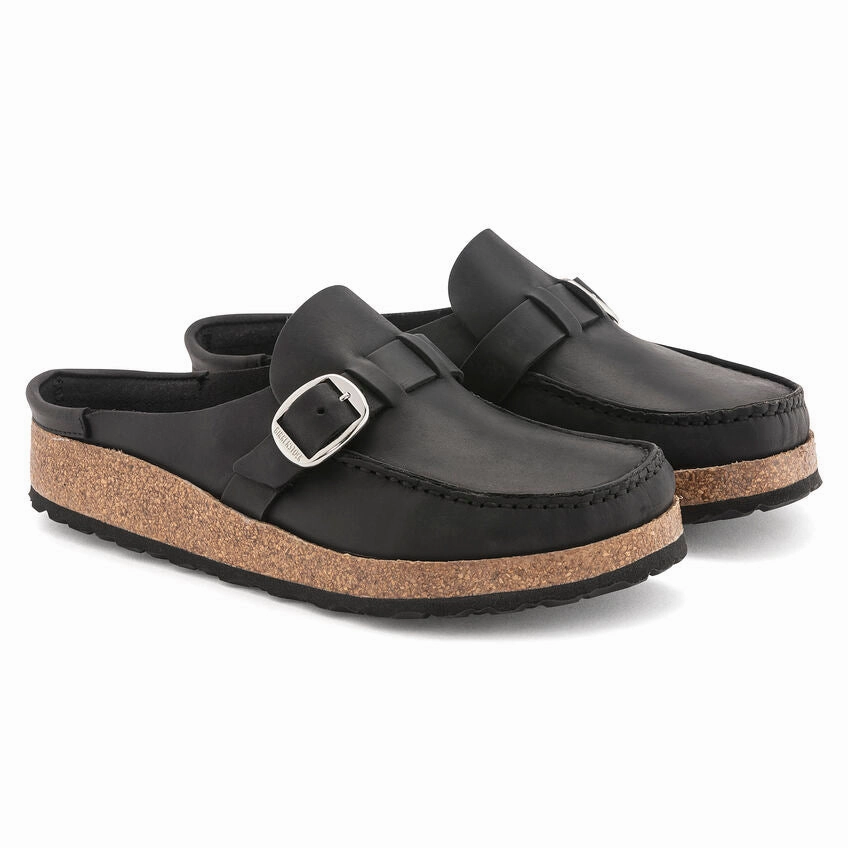 Stylish Slides Birkenstock Women's Buckley Oiled Leather Clog - Black