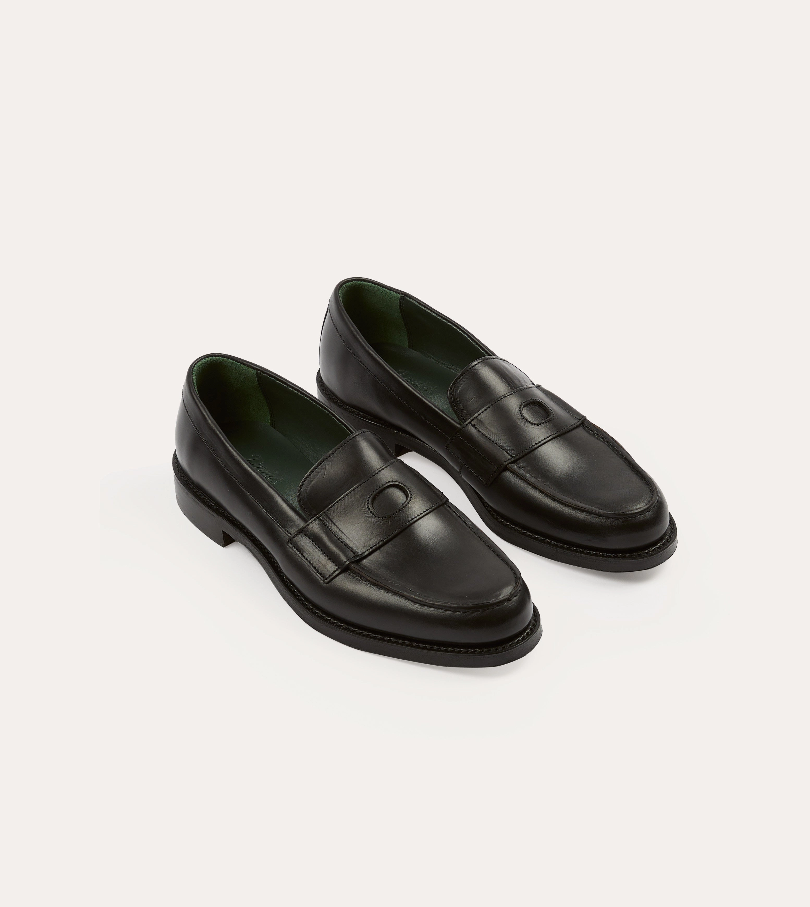 senior care Black Leather Charles Goodyear Welted Penny Loafer