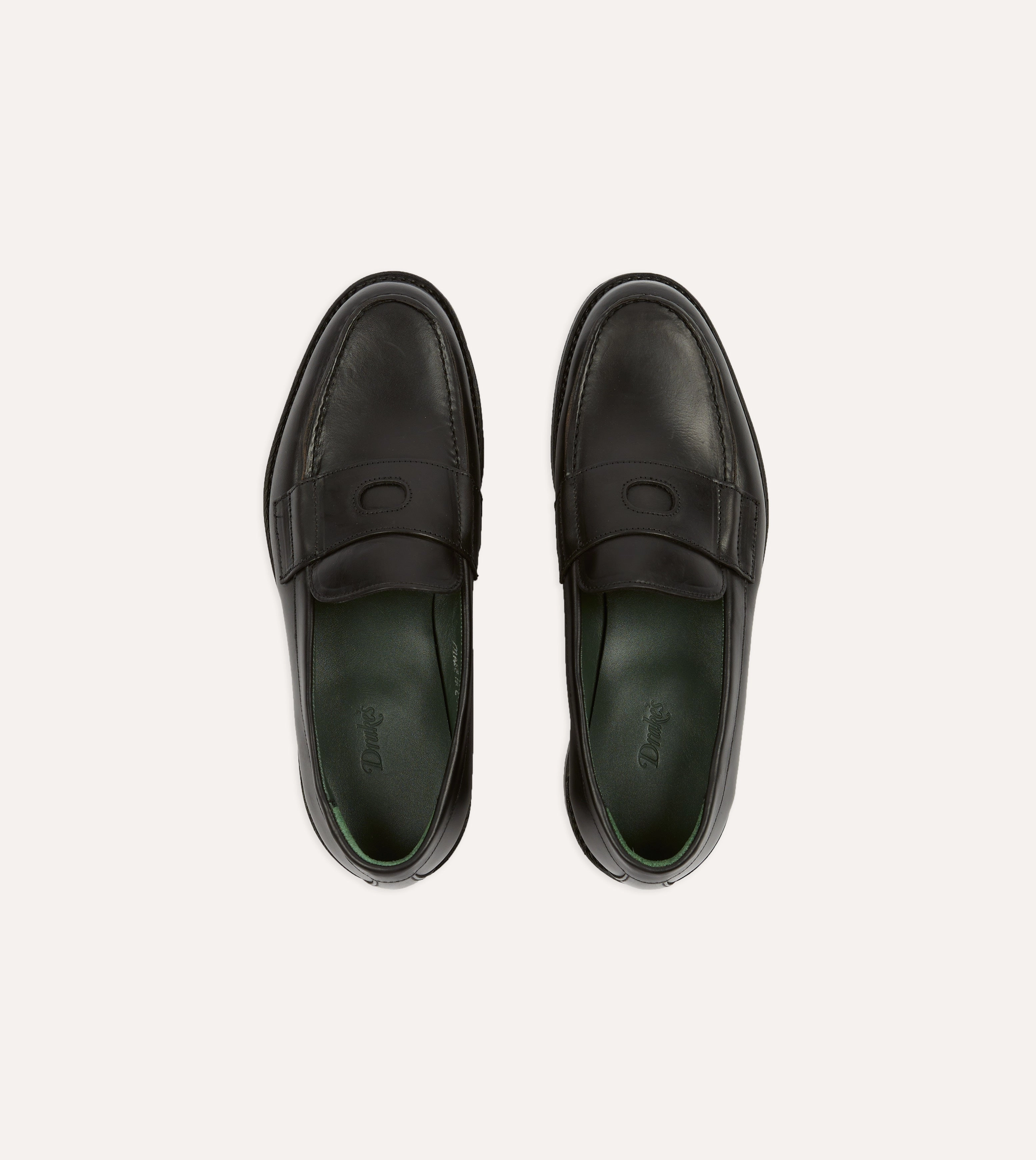 Open Way Black Leather Charles Goodyear Welted Penny Loafer