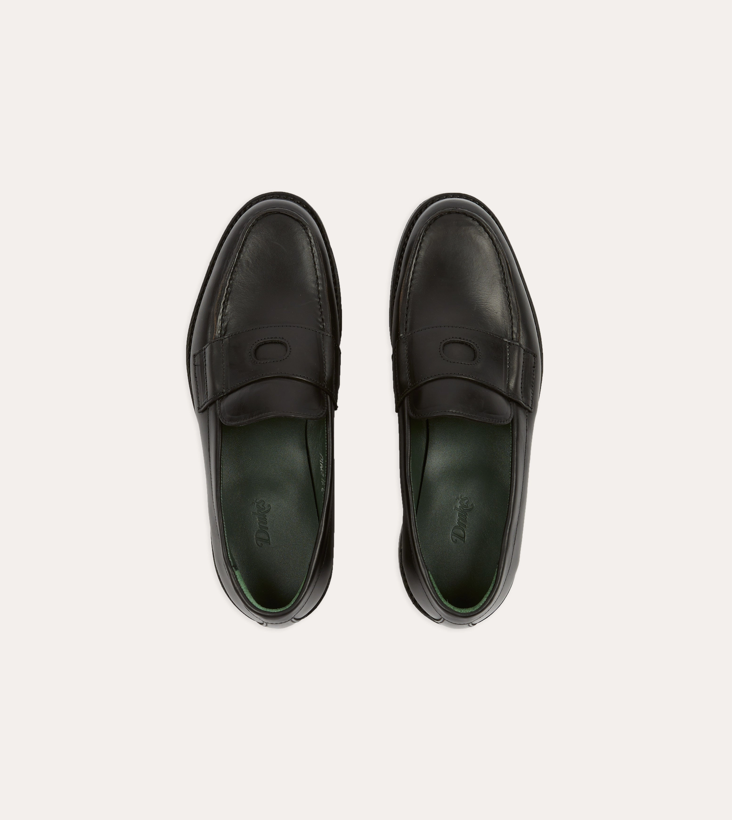 Dust Free Black Leather Charles Goodyear Welted Penny Loafer