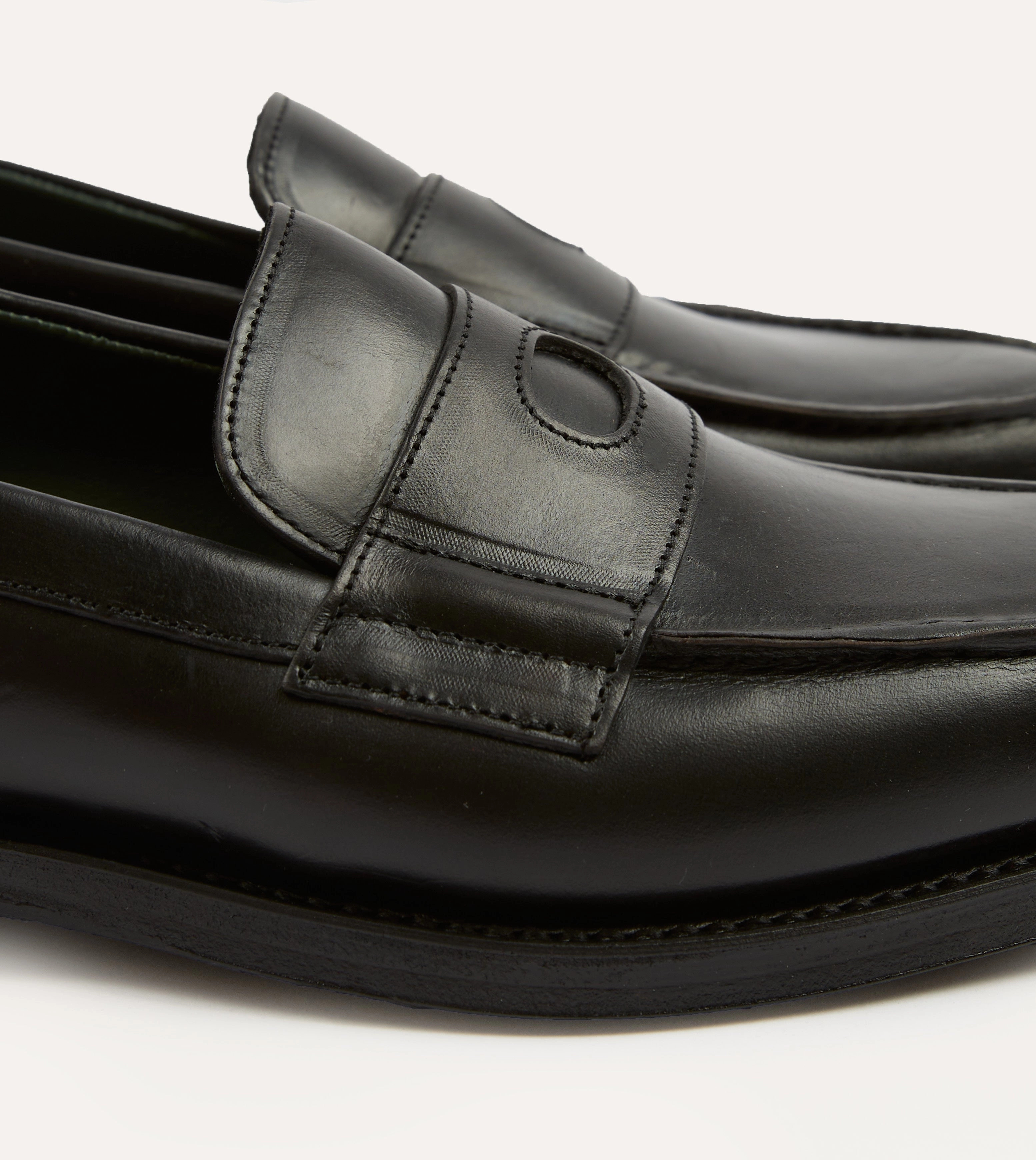 Special Wear Black Leather Charles Goodyear Welted Penny Loafer
