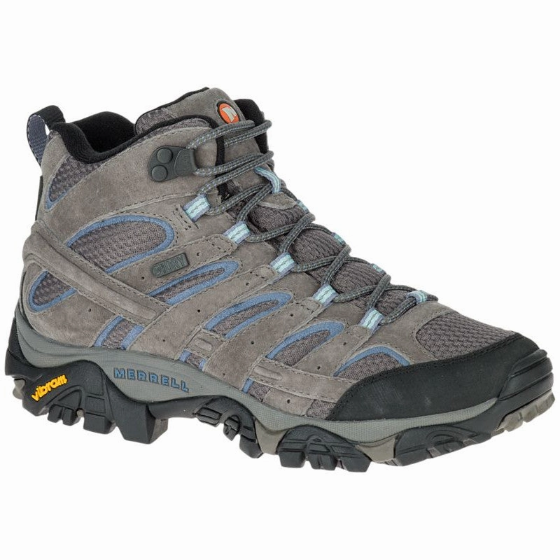 Merrell Women's Moab 2 Mid Waterproof Boot - Granite Shock Dispersing Plate Bounce Back Responsiveness