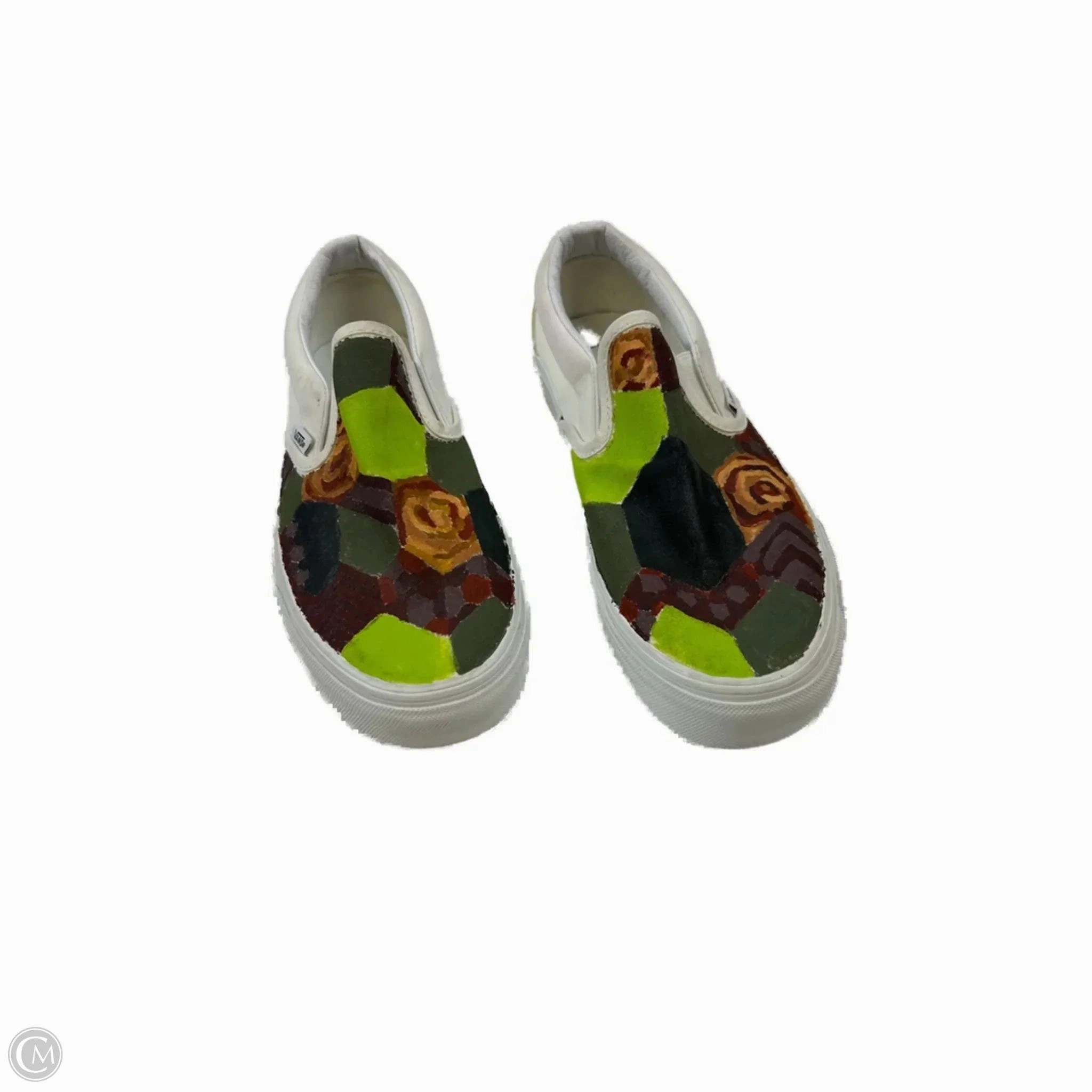 All-weather lining Reinforced Arch Bridge Shoes Sneakers By Vans In Green & White, Size: 9