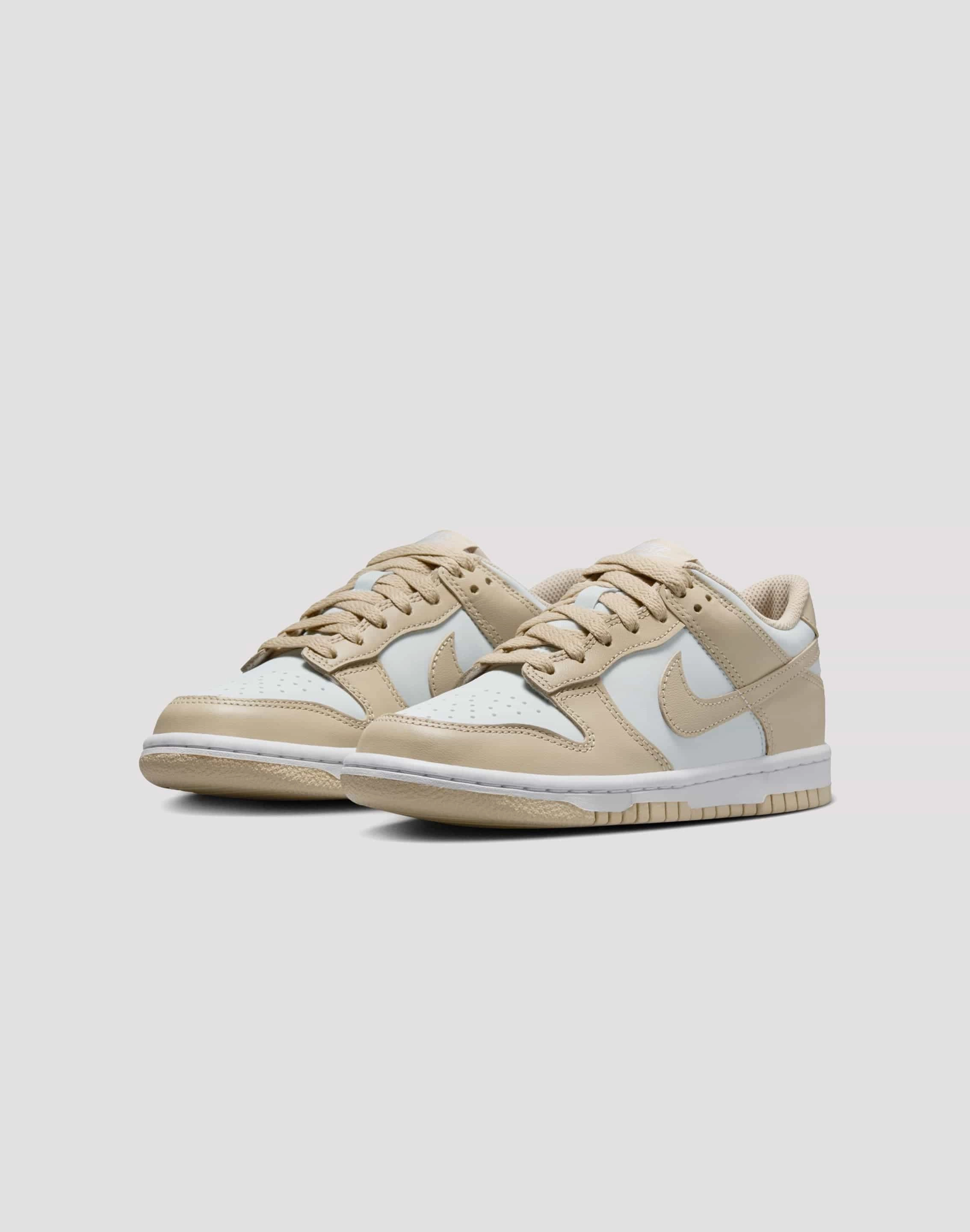 Nike Dunk Low Grade School Boys' "Desert Khaki/Pure Platinum" Breathable mesh upper Modern kids' shoes