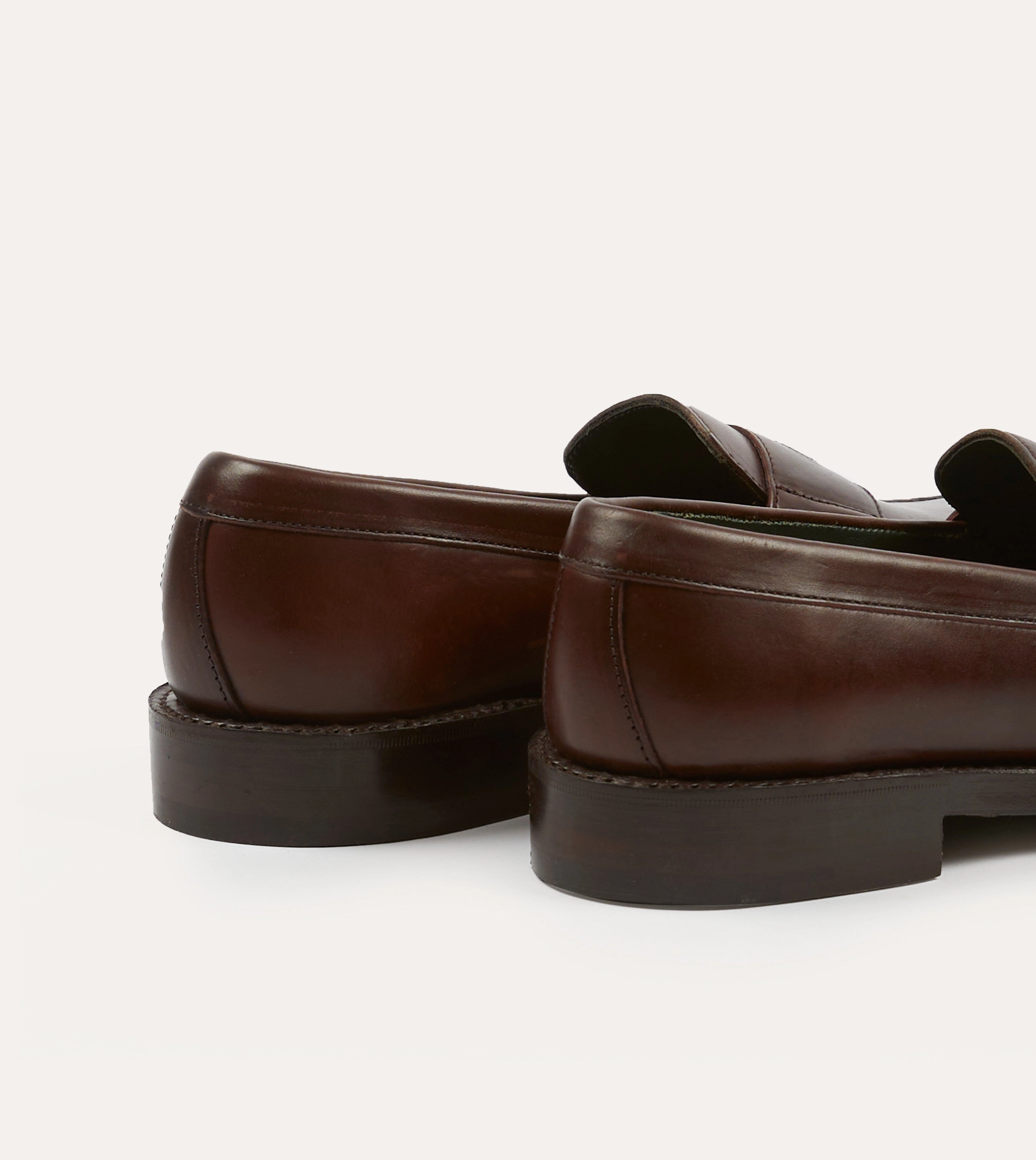 Brown Leather Charles Goodyear Welted Penny Loafer Boardroom Entry Anti Abrasion