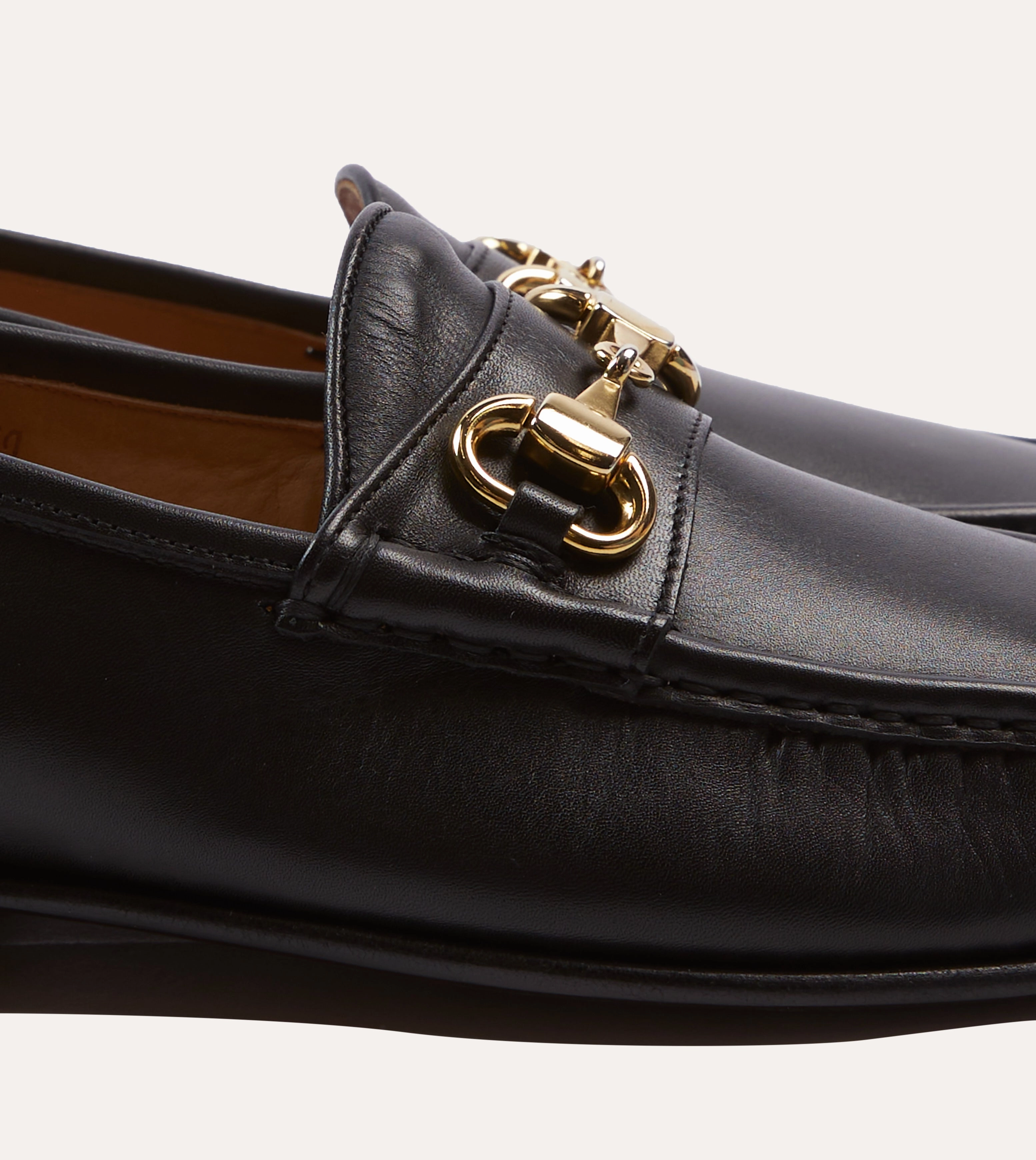 Natural Fiber Lining Yuketen Moc Ischia Black Leather Bit Loafer