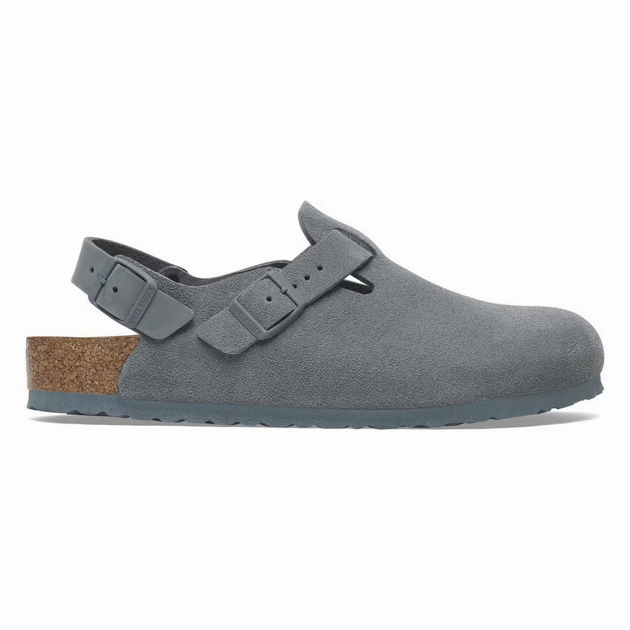 Birkenstock Women's Tokio Clog - Basalt Gray Suede Anti Slip Outsole Cushioned Base Busy Professionals