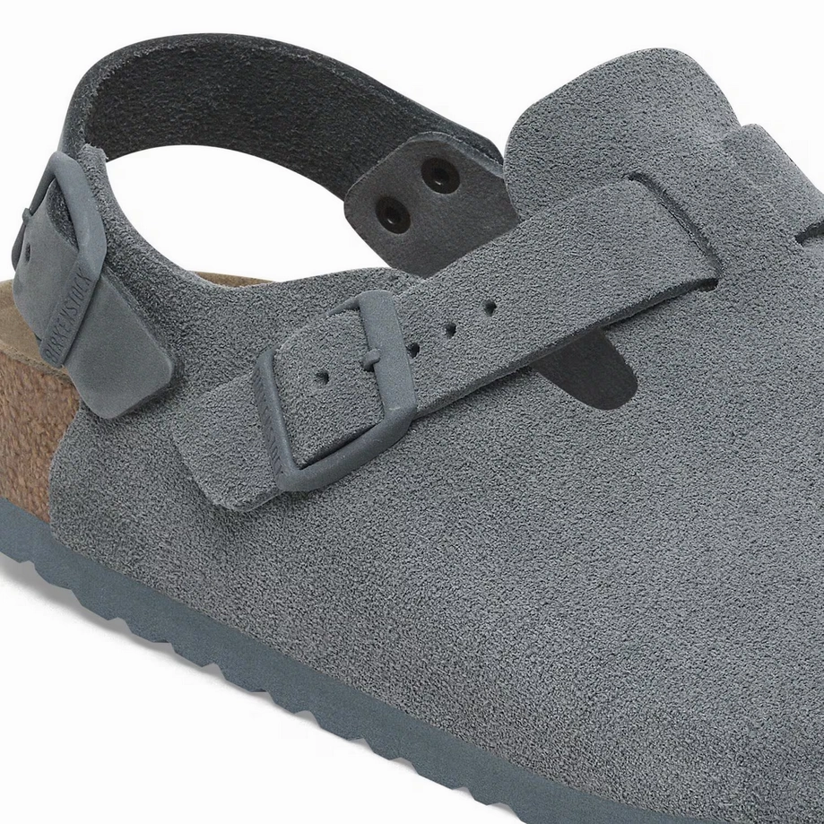 Birkenstock Women's Tokio Clog - Basalt Gray Suede Video Look