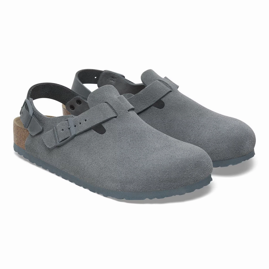 Birkenstock Women's Tokio Clog - Basalt Gray Suede Korean Trend