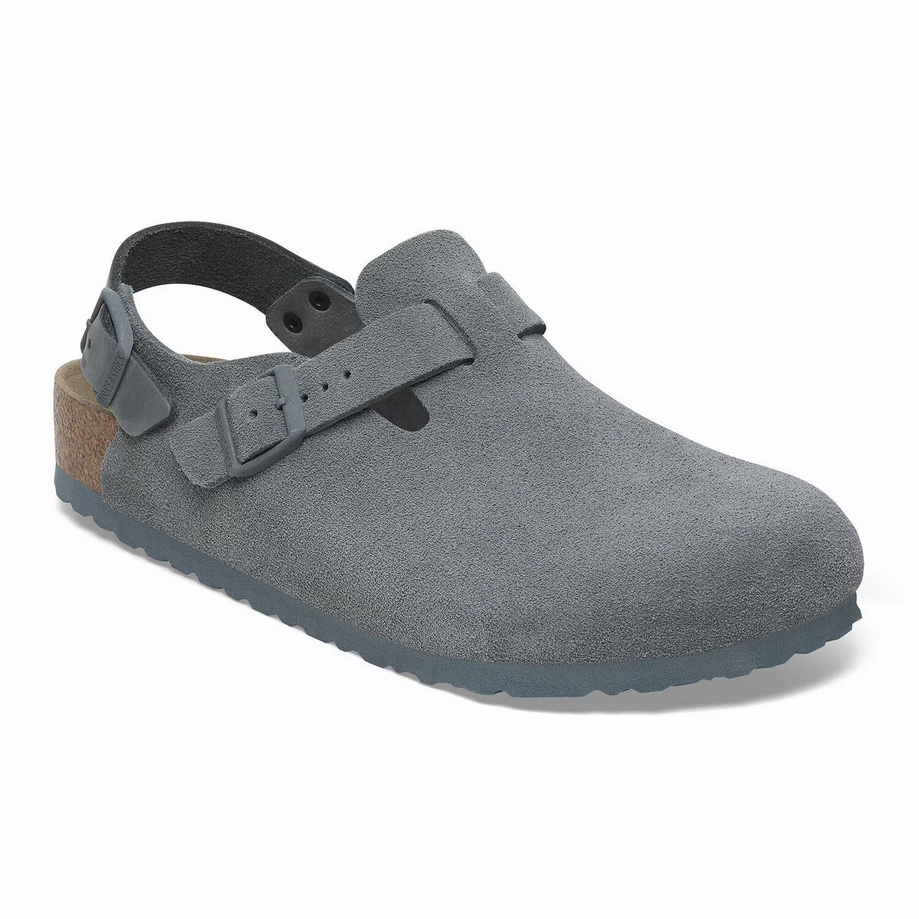 Birkenstock Women's Tokio Clog - Basalt Gray Suede Mesh Upper