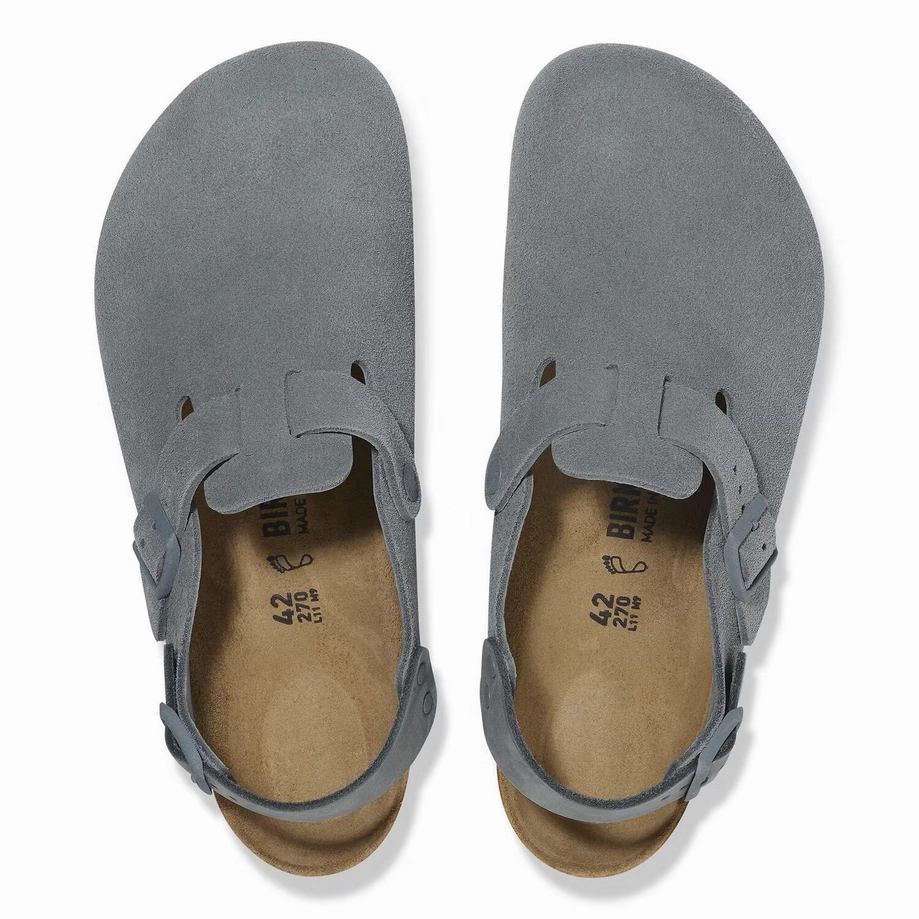 Stretch Fabric Travel Light Birkenstock Women's Tokio Clog - Basalt Gray Suede