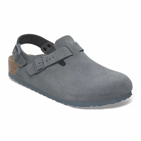 Birkenstock Women's Tokio Clog - Basalt Gray Suede Mesh Upper
