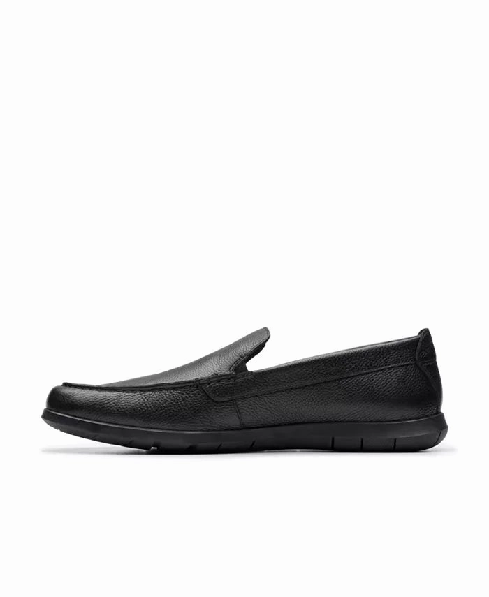 Clarks Men's Flexway Step Leather Slip Ons - Black Summer cool Brave Walk