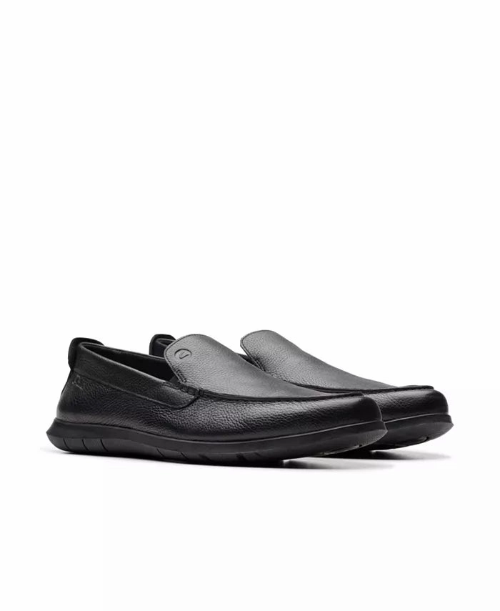 Clarks Men's Flexway Step Leather Slip Ons - Black French Soft