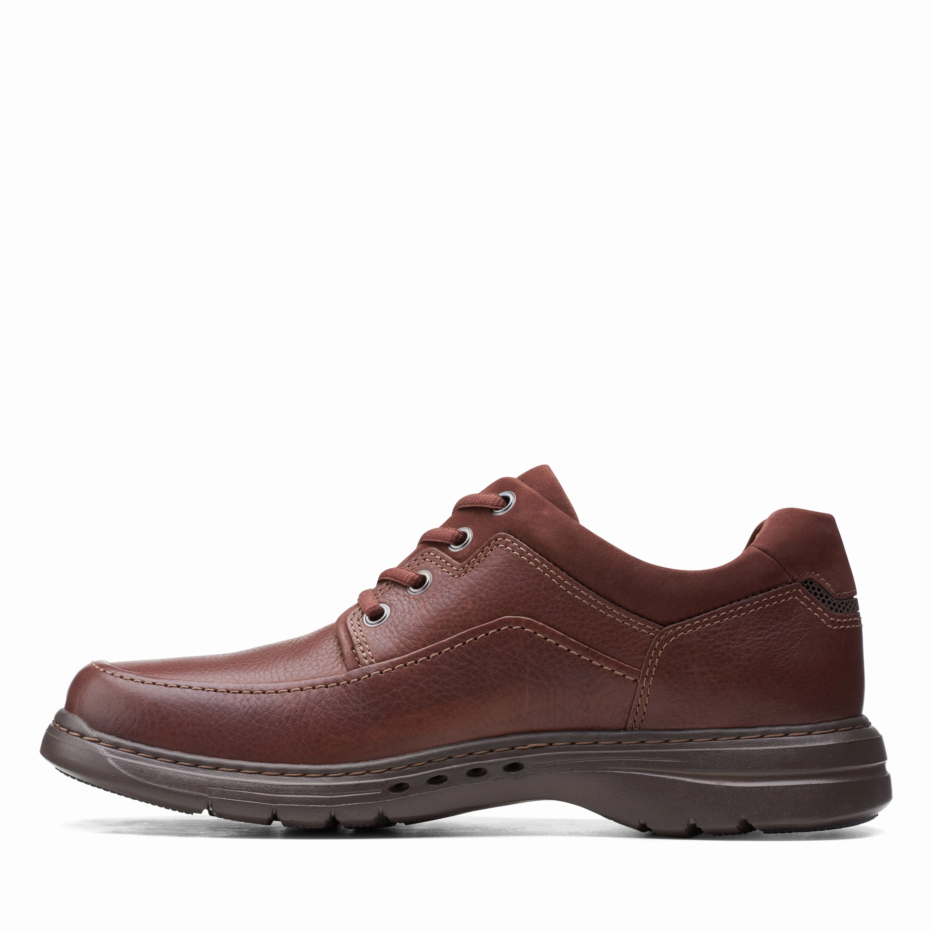Clarks Men's Un Brawley Lace Leather Shoe - Mahogany Stretchable Material