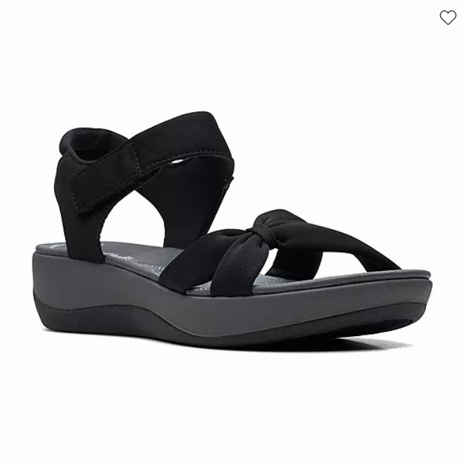 Anatomical Toe Shape Comfort Grip Clarks Women's Arla Shore Sandals - Black