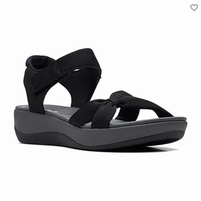 Anatomical Toe Shape Comfort Grip Clarks Women's Arla Shore Sandals - Black