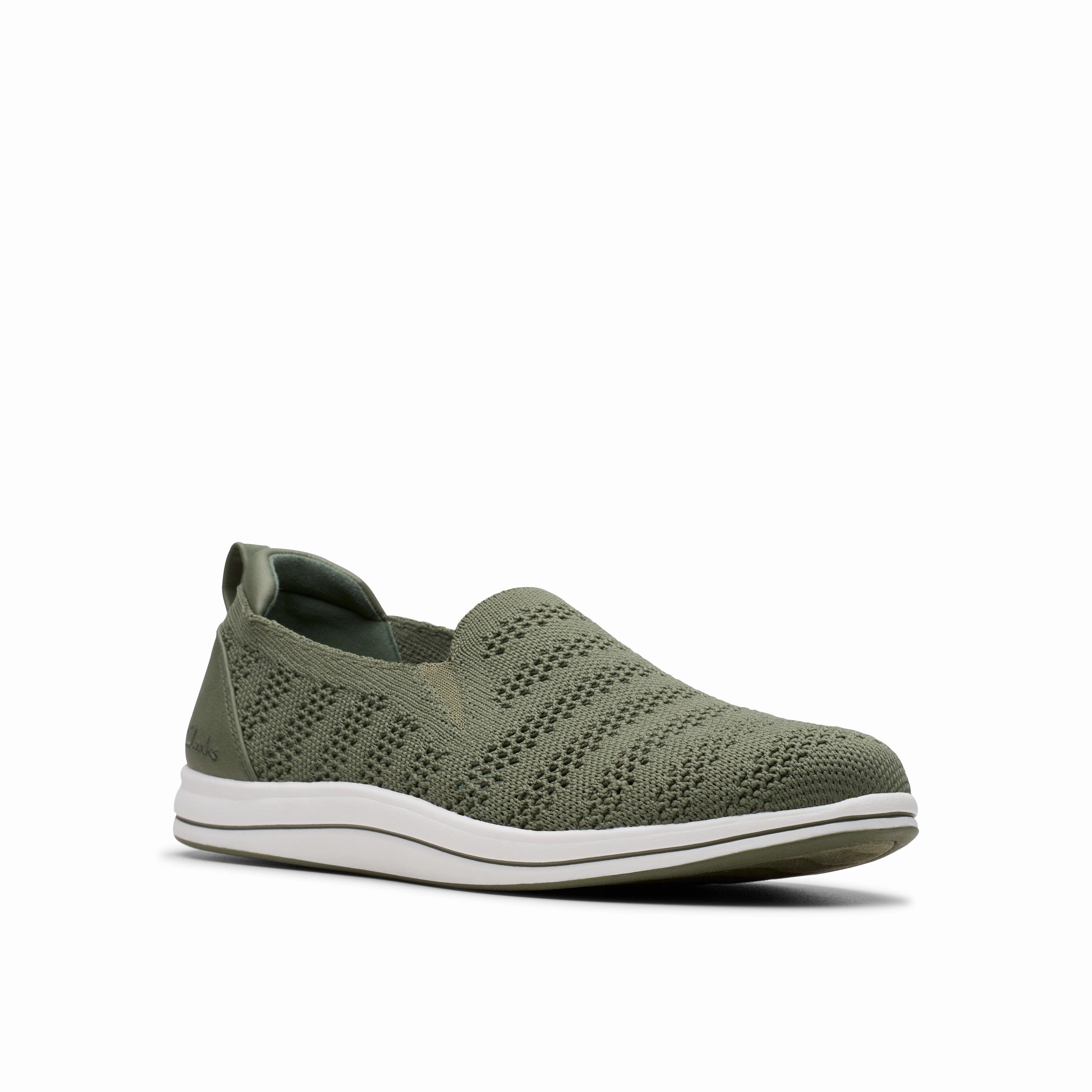 Clarks Women's Breezey Izzy Open Air Shoe - Olive Cushioned Insole Road grip