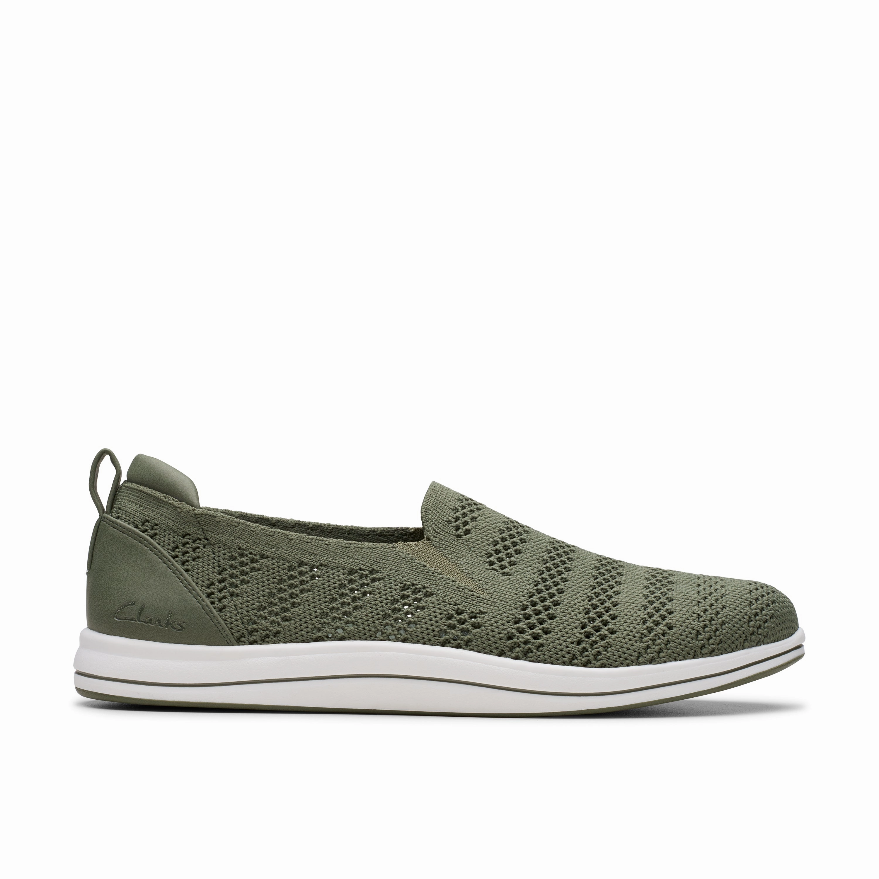 Clarks Women's Breezey Izzy Open Air Shoe - Olive Mono Style Stable construction