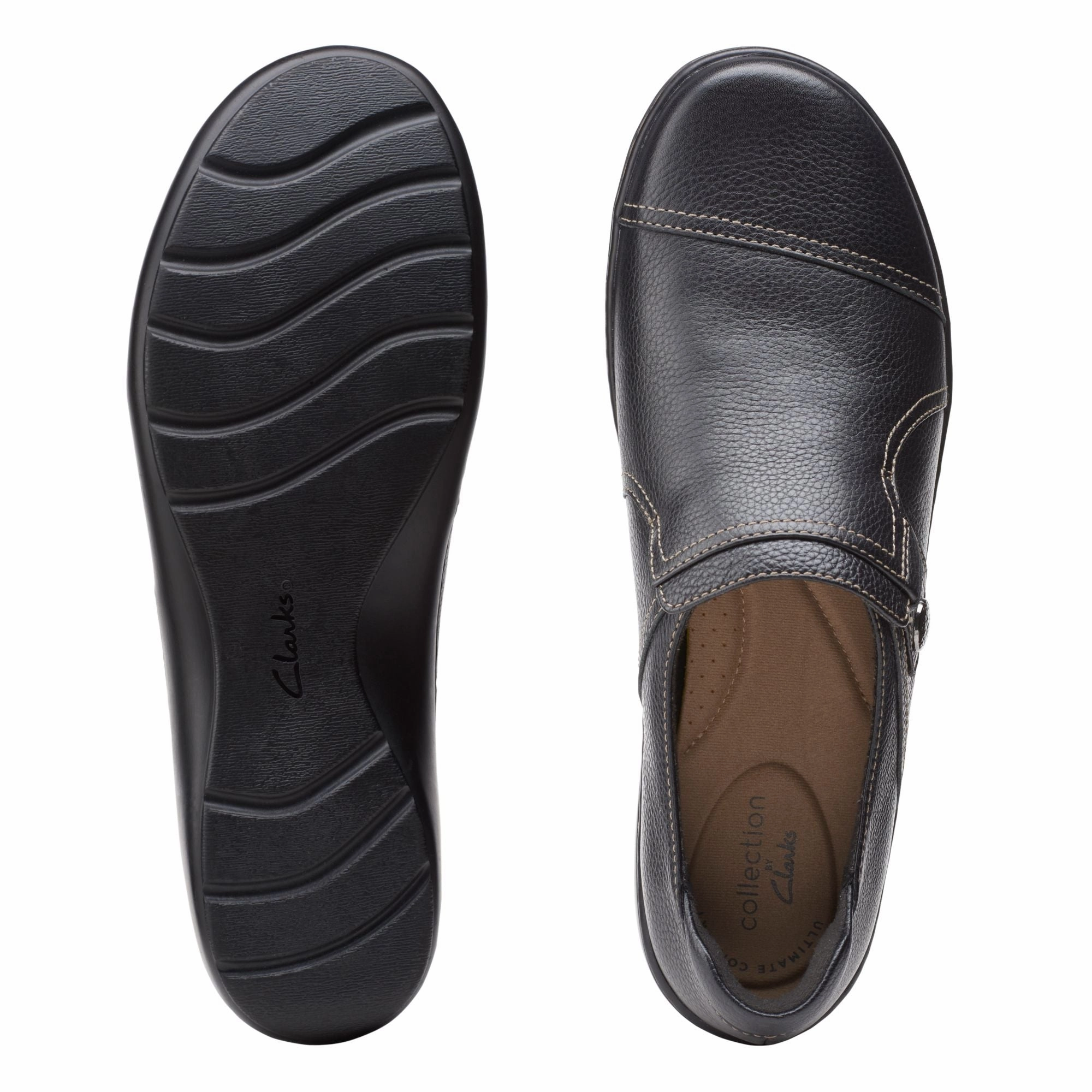 Clarks Women's Cora Poppy Slip On - Black Tumbled New York