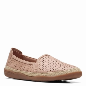 Clarks Women's Elaina Ruby Slip-On Flats - Warm Beige Trail Strong Balanced Heel Counter