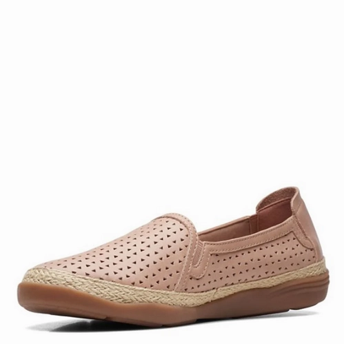 Elastic Sling Clarks Women's Elaina Ruby Slip-On Flats - Warm Beige