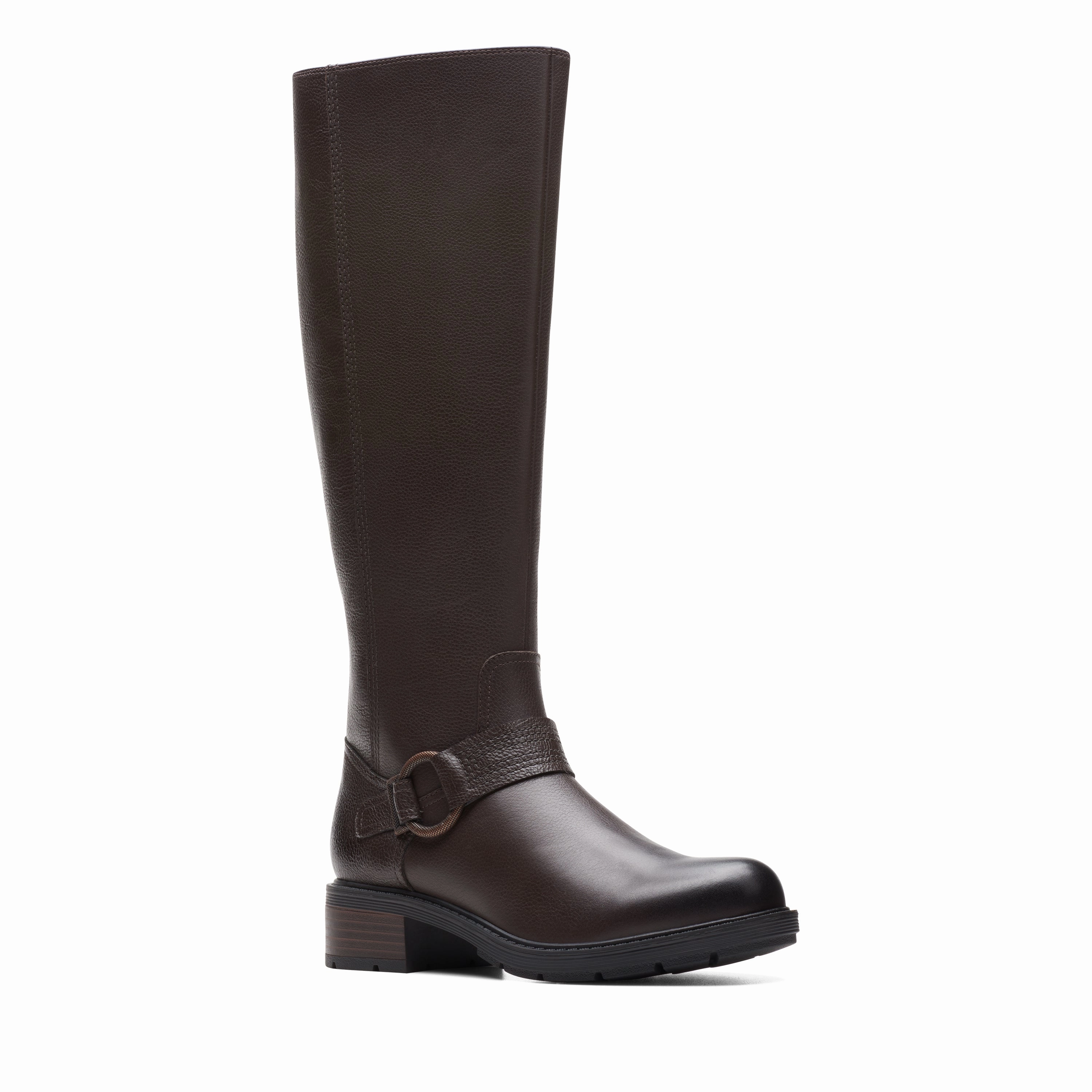 Stone Gray Clarks Women's Hearth Rae - Dark Brown Leather