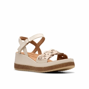Clarks Women's Kassanda Bar Wedge Sandal - Creme Multi Spring Jump