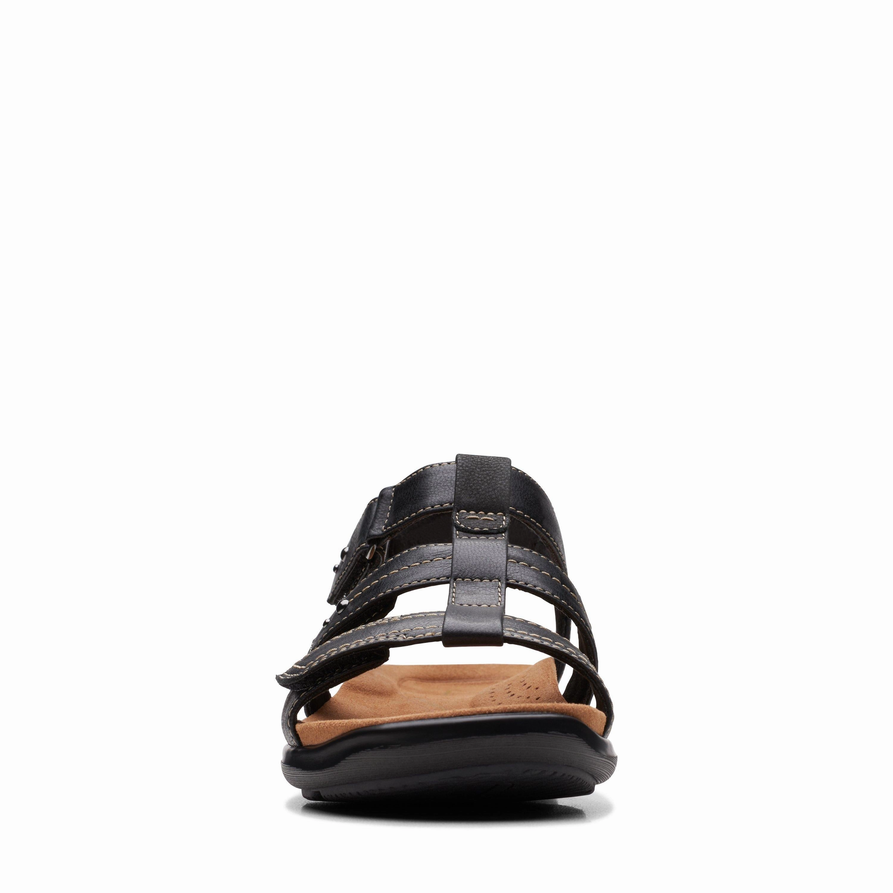 Clarks Women's Kitly Step Back Strap Sandal - Black Shock Guard Wear Resistant Outsole